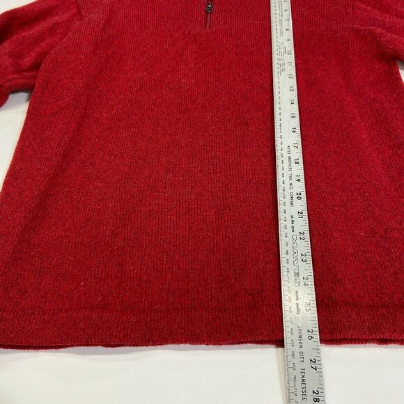 Woolrich Pullover Sweater Men's Medium Red Wool 1/4 Zip Mock Neck Long Sleeve‎ - Picture 3 of 8